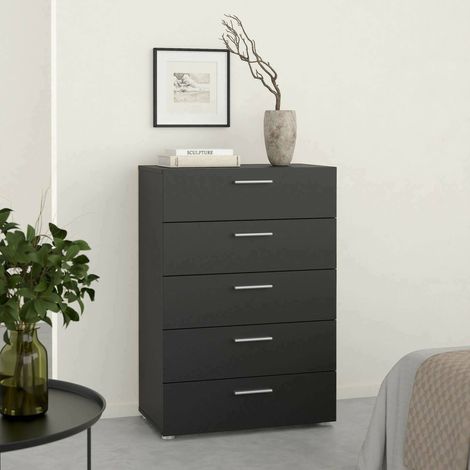 Dmora - Cassettiera Alf, Settimino multiuso, Comò camera da letto, Mobile con cassetti, 70x40 h102 cm, Nero (1/5)