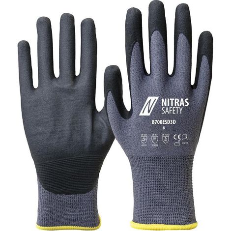 NITRAS Handschuhe 8700ESD3D Gr.9 grau/schwarz EN 388/EN 407/EN 16350 PSA II (1/4)