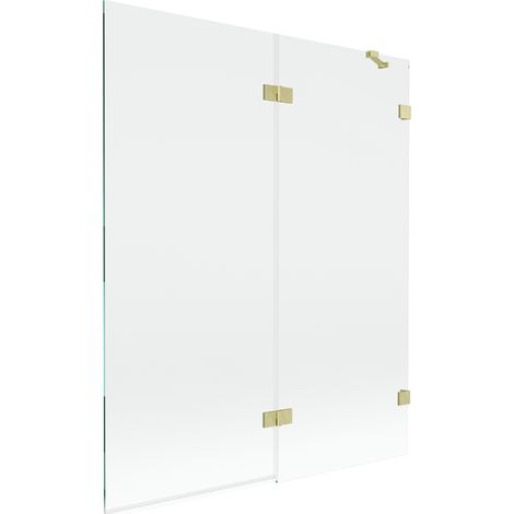 Mexen Lunar paroi de baignoire 2 volets droite 140 x 150 cm, transparent, or brossé - 897-140-100-55-00-P (1/5)