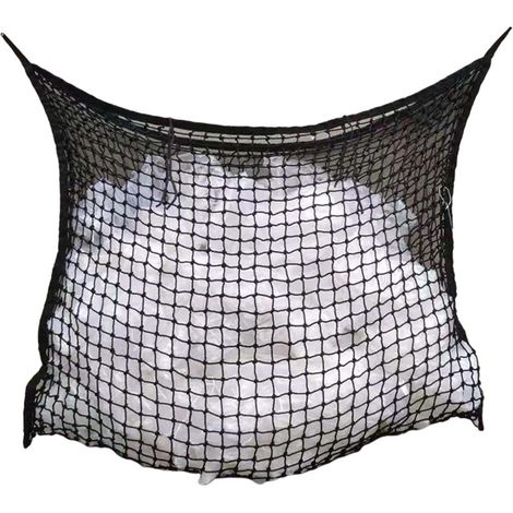 Filet à foin à distribution lente pour chevaux — Pour une alimentation et un pâturage continus — Grande taille (120 x 90 cm) — Noir (1/4)