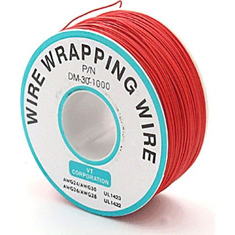 Cable de aislamiento rojo de 250 m, cable de prueba envuelto en cobre estañado, cable sólido 30 AWG 0,25 mm para ordenador portátil (1/4)