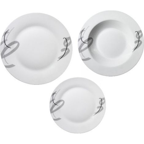 Servizio Piatti 18 Pz Tondi Con Decoro Fiotto In Porcellana