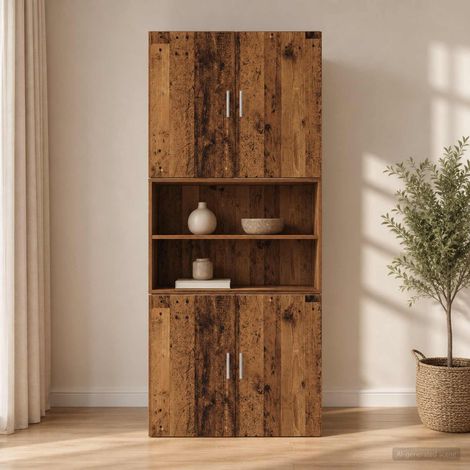 Armoire murale en bois d'ingénierie, porte réversible, bois ancien, 80 x 42,5 x 64 cm - PANGIVO (1/5)