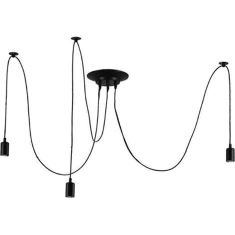 3-flammige Pendelleuchte – Schwarz – 1,6 m Kabel – Schutzart IP44 – Leuchtmittel nicht enthalten – Für Wohnzimmer, Schlafzimmer, Wintergarten (1/5)