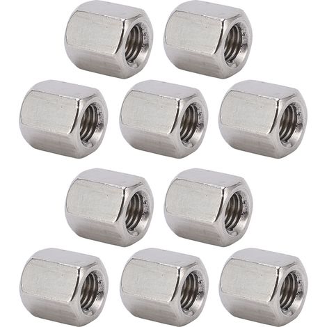 Silberne M12-Sechskant-Verbindungsmuttern, 10-teiliges Set, Edelstahl, 6-kant, Ersatzteilset (1/5)