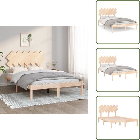 The Living Store Giroletto 120x190 cm Small Double in Legno Massello - Letto in legno