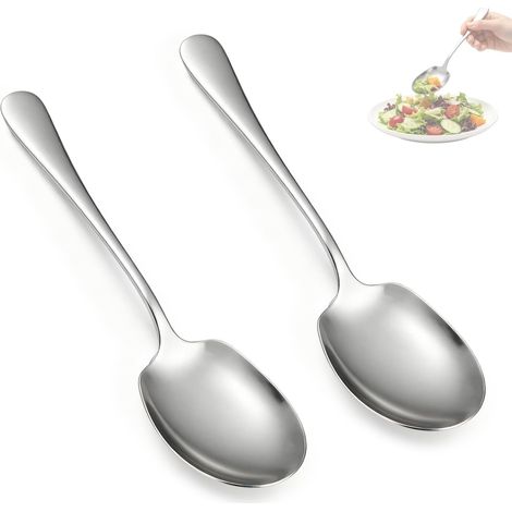 2 Pièces Cuillères de Service en Inox de 25 cm, Grandes Cuillères à Soupe et à Salade, pour Banquets, Buffets, Restaurants, Hôtels et Événements