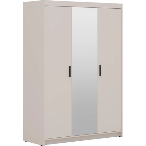 AX LIVING Storicos 3T 3-türiger Kleiderschrank mit Spiegel Beige 133 cm