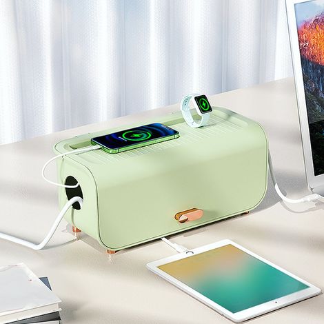 Kabelmanagementbox für Haushaltsstromkabel, Steckdosenleisten, Datenkabel, Stecker, Set-Top-Boxen und luxuriöse Bürokabelmanagementboxen (Kaffeefarbe). (1/5)