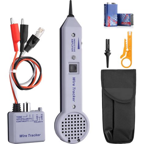 Elektrischer Kabelsucher, 200PE-Tongenerator-Kit, induktiv verstärkter Kabeltest mit einstellbarer Lautstärke für Kabelsucher für Telefonleitungen und Kabel mit Aufbewahrungstasche (1/5)