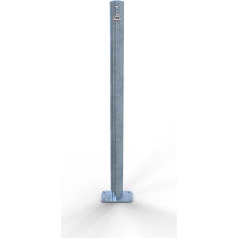 Schake Absperrpfosten aus Stahlrohr verzinkt Ø42x2,5mm mit aufgeschweißter Stahlkappe 900mm Überflur für Dübelbefestigung 100x150mm ohne Ösen