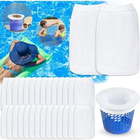 Chaussette Skimmer Piscine, 30Pcs Pool Skimmer Socks Filtre Skimmer Piscine, Prefiltre Skimmer Nylon Élastique, Réutilisable Chaussette Filtre Piscine Protégez La Piscine Propre,Feuilles,Écume (1/5)