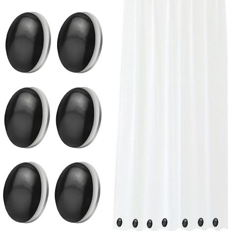 6 Poids pour Rideaux Extérieurs et Douche – Noir, Réutilisables, avec Aimants Intégrés – Lot de 6 pièces