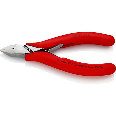 KNIPEX 77 41 115 Alicates de corte diagonal para electrónica con articulación machihembrada con fundas de plástico antideslizantes 115 mm (1/3)