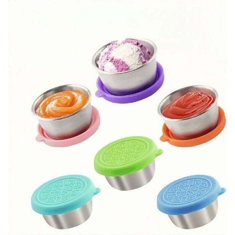 Pot à sauce en acier inoxydable - Récipient à sauce avec couvercle - Pot à sauce étanche - Pot à épices portable - Bol à sauce - Récipient à épices multifonctionnel (1/4)