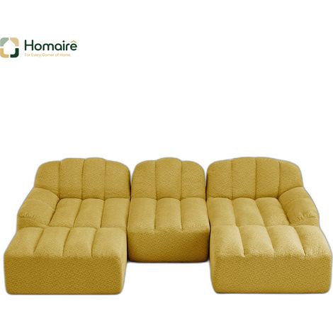 Sofa mit Modulen aus Fleece gelb mit Armlehnen en Polyester 288 x 165 x 79 cm HOMAIRE (1/5)