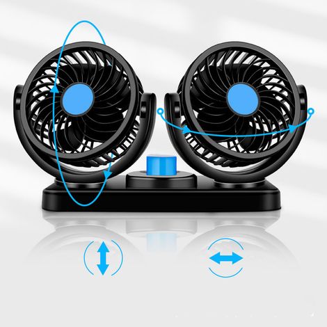 Ventilateur de voiture à double tête 12 V 10 W, ventilateur de circulation d'air électrique pour refroidissement, prise allume-cigare (1/5)