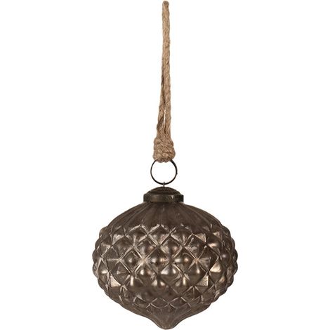Boule de Noël en Verre Gris Ø 10 x 10 cm - Décoration Suspendue pour Sapin de Noël - PANGIVO