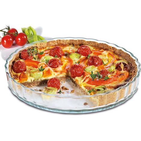Moule à gâteau rond en verre Ø 27,5 cm Hauteur 3,5 cm Plat à quiche Fond à gâteau Plat rond Passe au congélateur, au four, au lave-vaisselle et au micro-ondes (1/2)