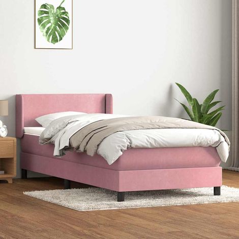 Sommier à lattes de lit avec matelas rose 90x210 cm velours (1/5)