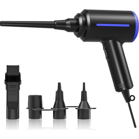 1 Souffleur électrique, 2 Vitesses, Moteur 500W, Buses incluses, Pour ordinateur et voiture (1/5)