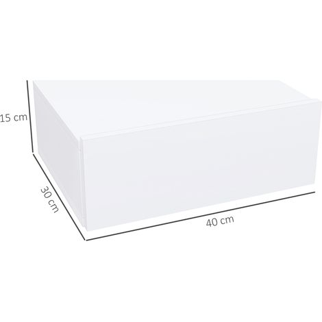 Table de chevet murale moderne avec tiroir, en bois, 40 x 30 x 15 cm, blanche (1/5)