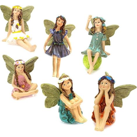 Accesorios para jardín de hadas, hadas de jardín de hadas, figuras en miniatura de hadas, adornos de hadas, figuras de hadas, adornos de muñecas de hadas de flores, esculturas de hadas multicolores, d (1/5)