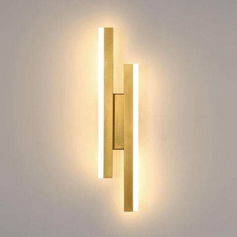 Modern LED Wall Light, 16W Gold, 3 Color Temperatures, 3000K/4500K/6500K LED Wall Lamp for Bedroom, Living Room, Dining Room, Hallway, Staircase (1/4)
