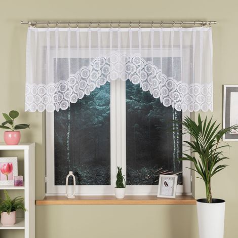 Malwina - Cortina jacquard confeccionada con abertura en la parte inferior - 310 x 80 cm - blanca (1/5)