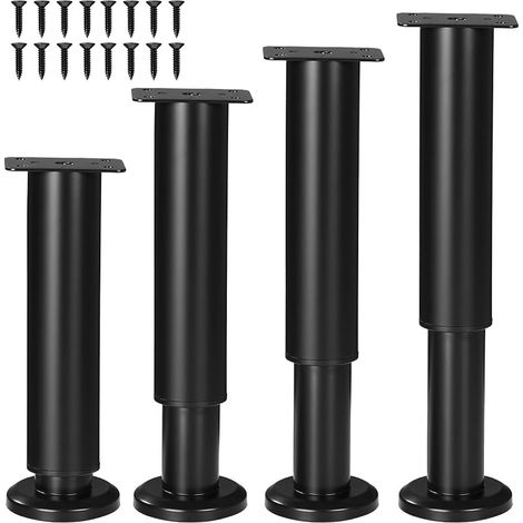 4 Pièces Pieds de Meuble, 18-30cm Pied de Meuble Reglable , pieds de meubles en métal noir, adaptés aux pieds de meubles DIY pour armoires, canapés, tables, chaises, supports TV et tables de chevet (1/5)