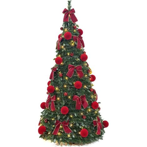 TRADE SHOP - Albero Di Natale Pieghevole Telescopico 150cm Con Palline Floccate Fiocchi 150 Luci 641191 - (1/3)