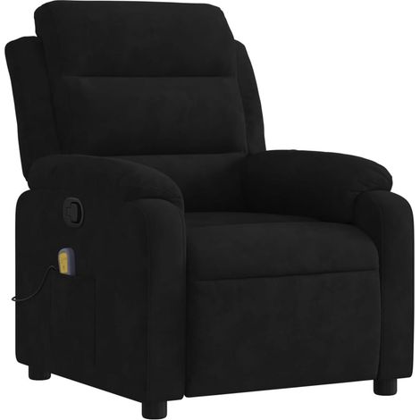 Poltrona relax TV funzione massaggio reclinabile 6 punti massaggio in velluto nero DEC027073