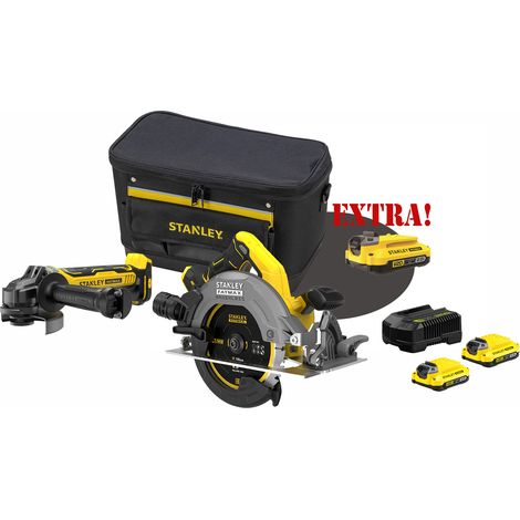 Kit Smerigliatrice a batteria 18V V20 Brushless SFMCG700B + Sega circolare a batteria 18V Brushless V20 SFMCS550B + Set energia + EXTRA OMAGGI FATMAXB. STANLEYB.