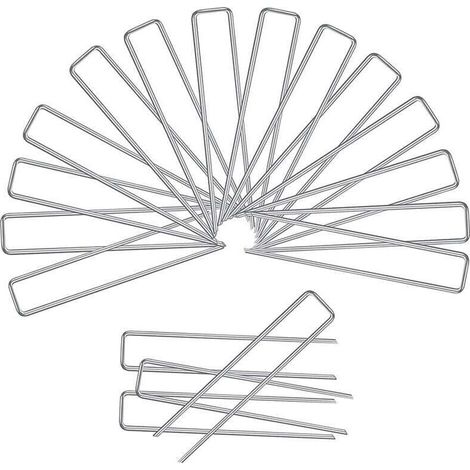 18 Piquets de Fixation pour Jardin, Pelouse Agrafes en Forme de U pour Bache Anti-Mauvaises Herbes, Galvanisés à Chaud (3x150x25mm)
