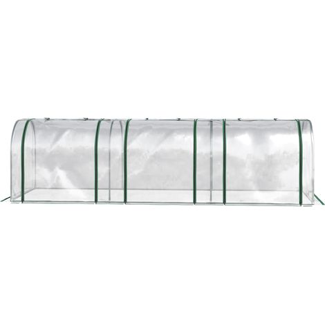 Invernadero túnel de PVC transparente con puerta y 3 ventanas, 295 x 100 x 80 cm (1/4)