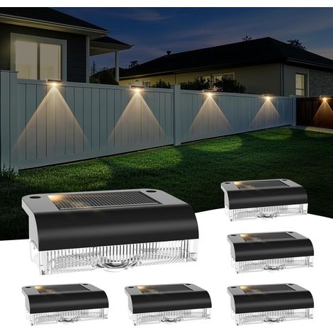 Lampes Solaires Extérieures, 6 Pièces, LED Blanc Chaud, IP65 Étanche, Éclairage Mural Décoratif pour Jardin, Clôture, Balcon, Terrasse (1/5)