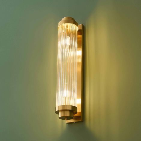 Lange Vintage-Wandleuchte gold mit Klargläsern - Eléane (1/5)