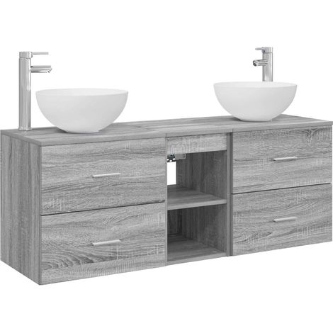 Bathroom Cabinet Set 3 pcs Grey Sonoma 49.5 x 35 x 63 cm vidaXL (1/5)