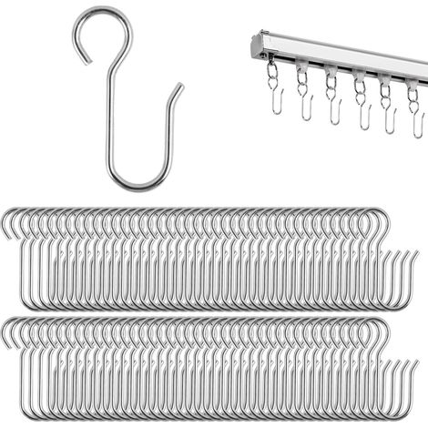 80 Pièces Crochets Agrafes pour Rideaux,40mm (Argent) Crochets Rideaux,Crochet Rideau Rail pour Porte, Fenêtre, Salle de Bain et Plafond,Résistant, ne Rouille Pas Facilement (1/5)