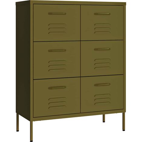 Maison Exclusive - Armoire à tiroirs Vert olive 80x35x101,5 cm Acier (1/5)