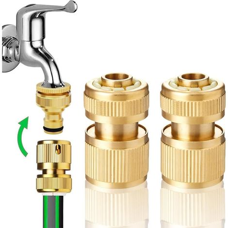 Uni-Fine 1/2-Zoll-Schnellkupplungsset für Gartenschläuche – 2-teiliges Messing-Set für Gartenarmaturen, Werkzeug für die Außeninstallation