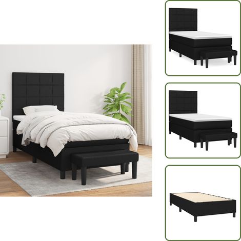 Boxspringbett mit Matratze Schwarz 100x200 cm Stoff - Boxspringbett - Doppelbett - Schlafraum - Bettgestell - Bettenrahmen (1/5)