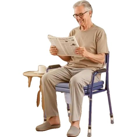 Chaise Commode, Hauteur Réglable, Seau Amovible, MULTI (1/2)