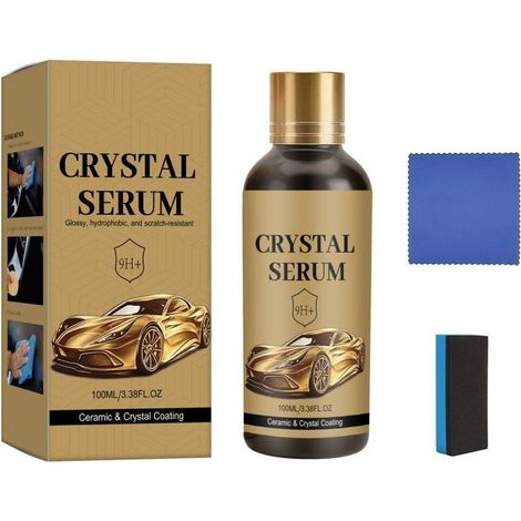 Kit de revêtement céramique pour voiture PTZ Crystal Serum 100 ml : éclaircissement et nettoyage + chiffon + éponge
