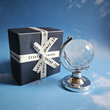 1 pièce : mini globe en cristal, objet de décoration de bureau créatif et artisanal, accessoire photo, globe transparent + coffret cadeau (1/5)