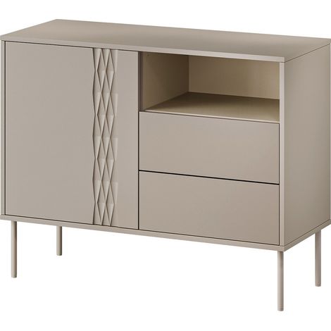 Cómoda Tolete 100, Beige, Con cajones y puertas, Número de cajones: 2, 75x100x40cm (1/5)