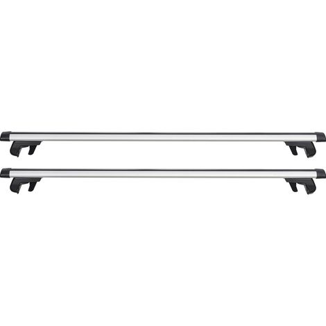 Barres de toit transversales aluminium 100 kg pour rails surélevés 220 à 1060 mm, verrouillables pour bagages et canoës. (1/5)