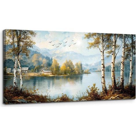 Leinwandbild Fluss Landschaft L&xE4ndlicher Fluss 100L x 50B cm (1/5)