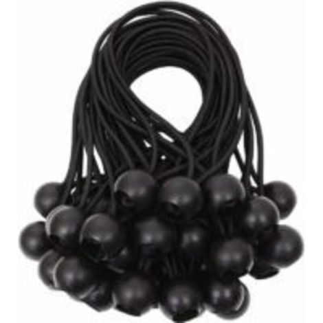Lot de 15 Tendeur Elastique, Tendeur Bache avec Boules, Sandow Elastique Caoutchouc, pour Bâche, Adapté aux Tentes, Bannières, Filets, Rideaux Harnais d’Extension (Noir) (1/3)