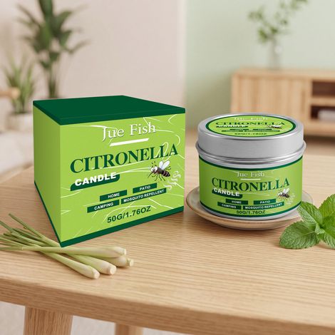 Lemongrass mosquito repellent candle, fragrant plant-based mosquito repellent, suitable for daily use at home, camping, picnics, and patios, portable -- 50g (1/5)